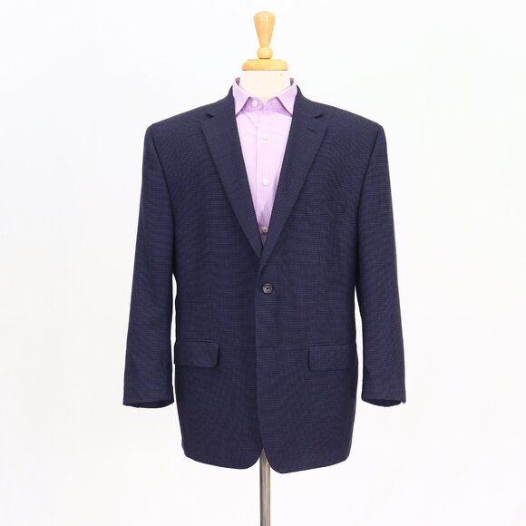 Jack Victor 46R Navy Blazer Sport Coat Jacket 2-Button Houndstooth T379 - Picture 1 of 11